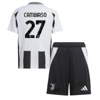 Dětský fotbalový dres Juventus Andrea Cambiaso #27 2024-25 Domácí Krátký Rukáv (+ trenýrky)